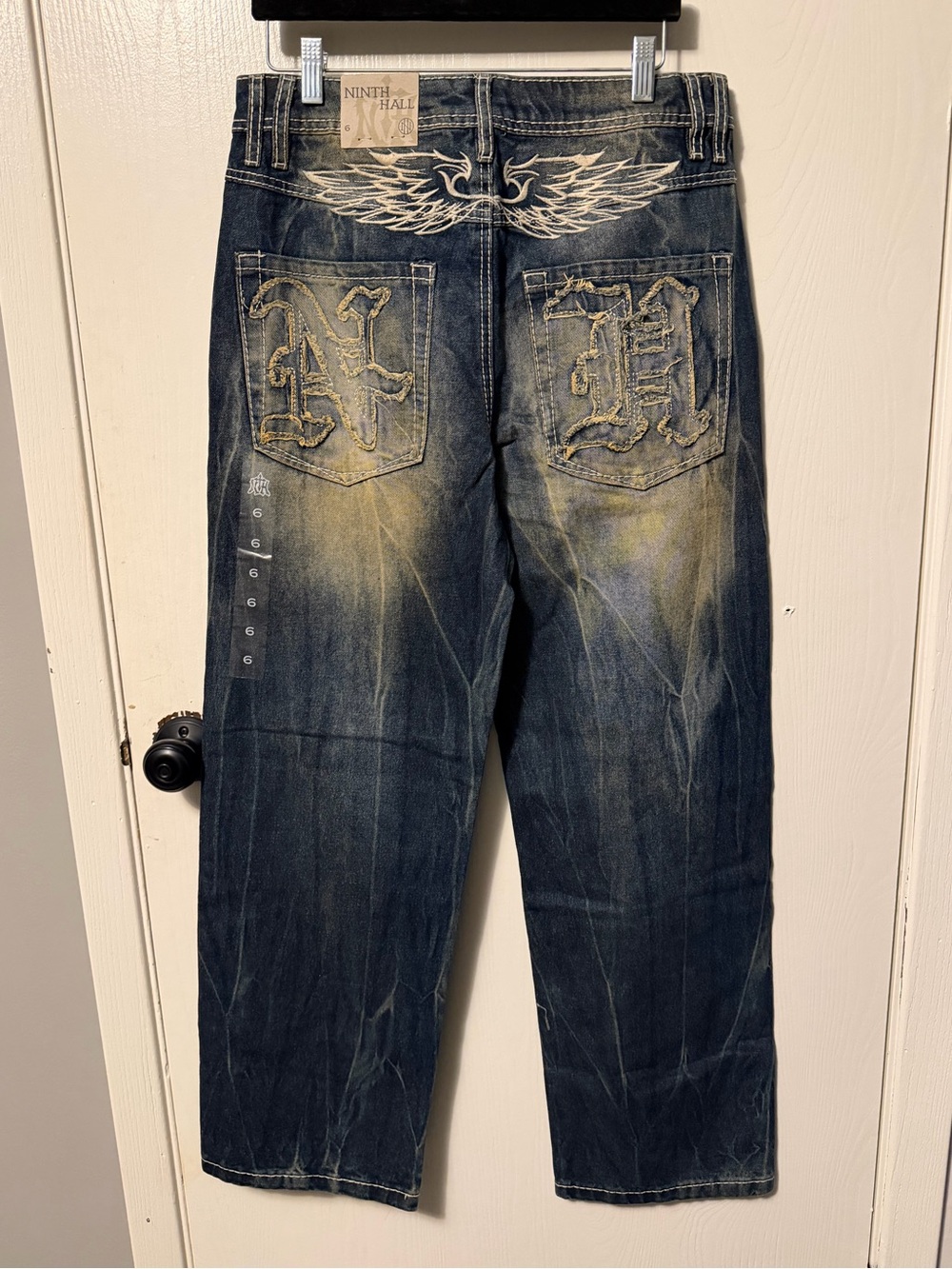 Size 6: Ninth Hall Idle Blue Wash Straight Leg Jeans View 3